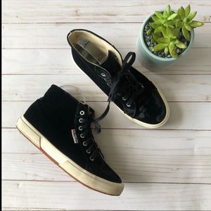 Superga Velvet high top sneakers black size 8.5